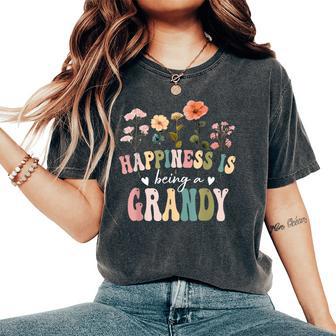 Happiness Is Being A Grandy Floral Grandy Mother's Day Women's Oversized Comfort T-Shirt - Thegiftio UK