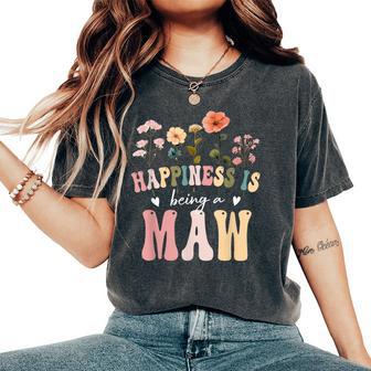 Happiness Is Being A Maw Floral Maw Mother's Day Women's Oversized Comfort T-Shirt - Thegiftio UK