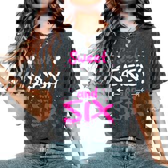 Happy 6Th Birthdayweetassy Andix Girls 6歳 レディースオーバーサイズコンフォートTシャツ - Kawaiitshirt