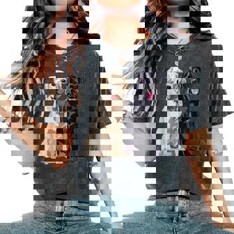 Happy Two Labradors ゴールデンブラック ラボレトリバー Mom Dad レディースオーバーサイズコンフォートTシャツ - Kawaiitshirt