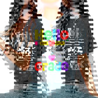 Hello First Grade Back Tochool 1St Day Of 1St Grade レディースオーバーサイズコンフォートTシャツ - Kawaiitshirt