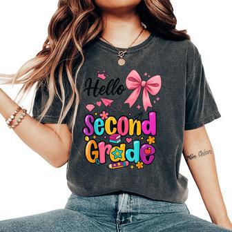 Hello Second Grade Preppy Back To School Boy Girl Teacher Women's Oversized Comfort T-Shirt - Thegiftio UK