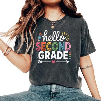 Hello Second Grade Teacher Student 2Nd Grade Back To School Women's Oversized Comfort T-Shirt - Thegiftio UK