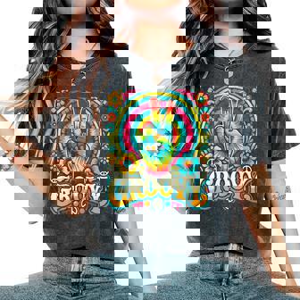 Hippie Groovy Tie Dye Peace Sign Hippie Women's Oversized Comfort T-Shirt - Monsterry