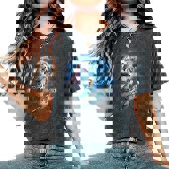 Howling At The Moon シャツ インコシャツ ファニーセキセイインコシャツ レディースオーバーサイズコンフォートTシャツ - Kawaiitshirt