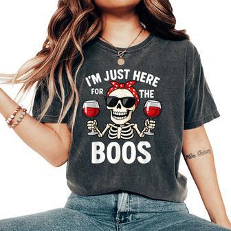 I'm Just Here For The Boos Halloween Skeleton Women Women's Oversized Comfort T-Shirt - Thegiftio UK