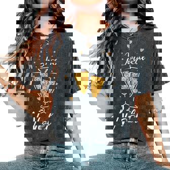 Joyeux Noël Nouvel An Champagne Noël Moche S Buveuse De T-shirt oversize confortable pour femme - Cadeauxyz