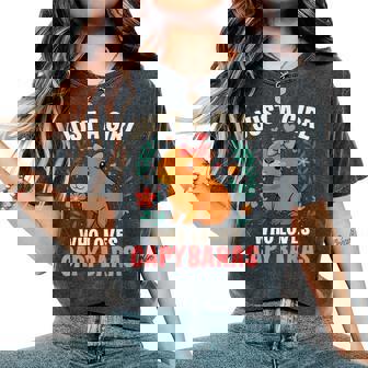 Just A Girl Who Loves Capybaras Cute Rodent Animal Women's Oversized Comfort T-Shirt | Mazezy