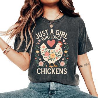 Just A Girl Who Loves Chickens Women's Oversized Comfort T-Shirt - Thegiftio UK