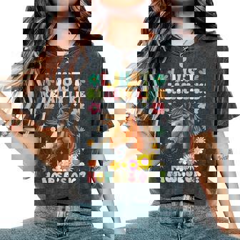 Just Really Like Horses グルーヴィーな乗馬 乗馬 レディースオーバーサイズコンフォートTシャツ - Kawaiitshirt