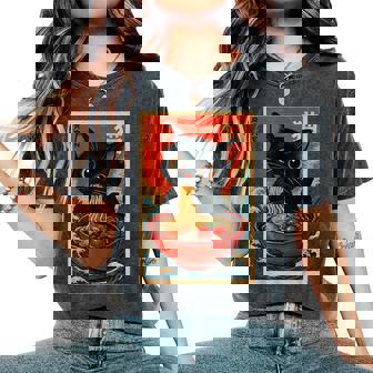 Kawaii Anime Cat Ramen Japanese Graphic Ns Women's Oversized Comfort T-Shirt | Mazezy