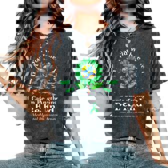 Be Kind Green Ribbon Sunflower Mental Health Awareness Women's Oversized Comfort T-Shirt | Mazezy