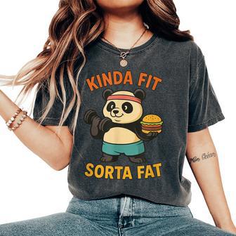 Kinda Fit Sorta Fat Gym Cute Panda Retro Women's Oversized Comfort T-Shirt - Thegiftio UK