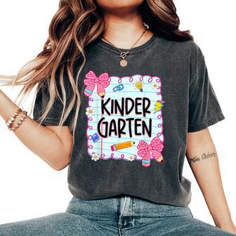 Kindergarten Bow Pencil Teacher Student Back To School Women's Oversized Comfort T-Shirt - Thegiftio UK