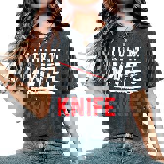 メンズ Knife Collector I Love My Wife ナイフ レディースオーバーサイズコンフォートTシャツ - Kawaiitshirt