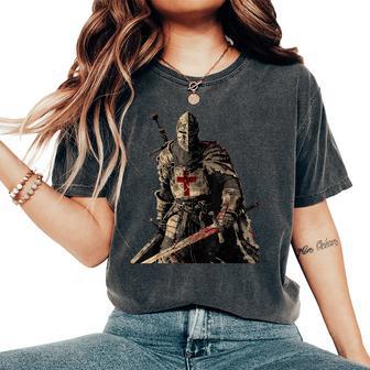 Knight Christian Templar Warrior Of God Crusader Small Black Women's Oversized Comfort T-Shirt - Thegiftio UK