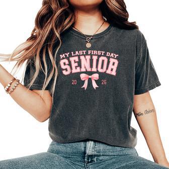 My Last First Day Senior 2026 Retro Groovy Tie Dye Women's Oversized Comfort T-Shirt - Thegiftio UK