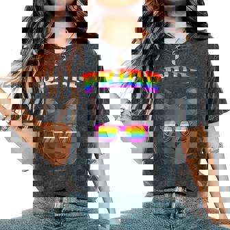 Lgbt Britishhorthair Cat Gay Pride Rainbow Lgbtq Kitty レディースオーバーサイズコンフォートTシャツ - Kawaiitshirt