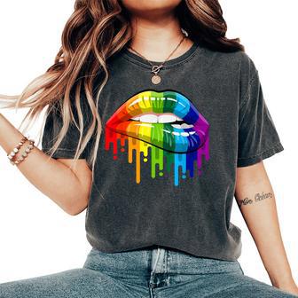Lgbt Rainbow Camisa Labios Orgullo Gay Orgulloso Homosexual Lesbianas Camiseta extragrande cómoda para mujer - Regaloses