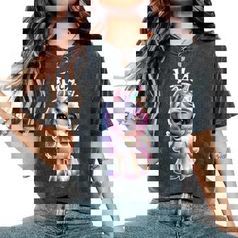 Lila かわいいユニコーンデザイン 女の子用 名前 Lila レディースオーバーサイズコンフォートTシャツ - Kawaiitshirt