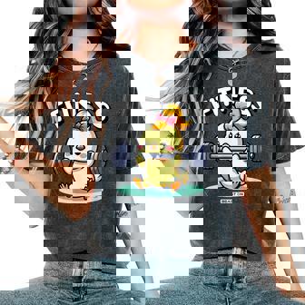 Lindo Polluelo Fitness Entrenamiento Divertido Es Gimnasio Entrenamiento Camiseta extragrande cómoda para mujer - Regaloses