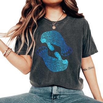 Lindo Zen Manatí Mandala Marine Wildlife Oceonic Blue Camiseta extragrande cómoda para mujer - Regaloses