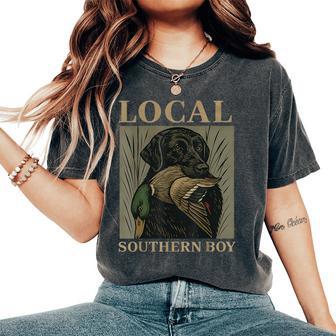 Local Southern Boy Duck Hunting Black Lab Dog Retro Women's Oversized Comfort T-Shirt - Thegiftio UK