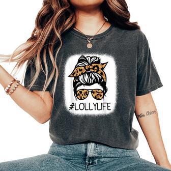 Lolly Leopard Messy Bun Mother's Day For Grandmothers Women's Oversized Comfort T-Shirt - Thegiftio UK