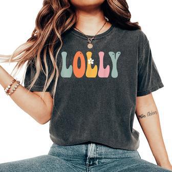 Lolly Retro Groovy Print Mom Cute Mother's Day Grandma Women's Oversized Comfort T-Shirt - Thegiftio UK