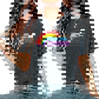 Take A Look It's In A Book Reading Book Vintage Rainbow Women's Oversized Comfort T-Shirt - Monsterry