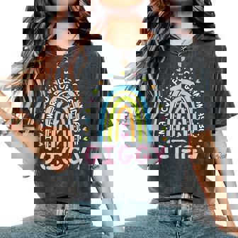 Lovely Hearts Rainbow In A World Full Of Grandmas Be Giggy Women's Oversized Comfort T-Shirt - Monsterry