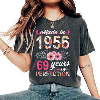 Made In 1956 Floral 69 Year Old 69Th Birthday Women Women's Oversized Comfort T-Shirt - Thegiftio UK