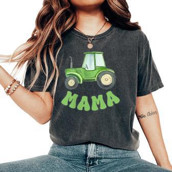 Mama Of The Birthday Boy Tractors Farm Trucks Family Party Women's Oversized Comfort T-Shirt - Thegiftio UK
