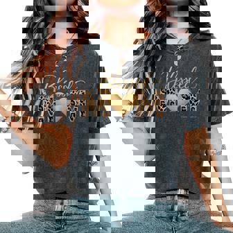 Mama Blessed Mom Leopard Print Happy Women's Oversized Comfort T-Shirt | Mazezy