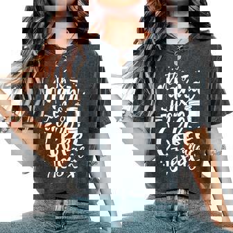 This Mama Runs On Coffee And Jesus Christian Mom Women's Oversized Comfort T-Shirt | Mazezy