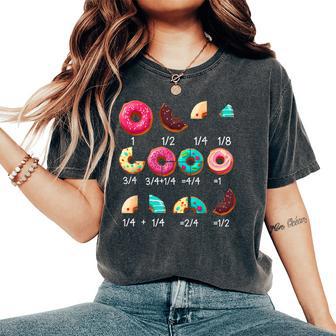 Math Donut Fraction Back To School Teacher Women's Oversized Comfort T-Shirt - Thegiftio UK