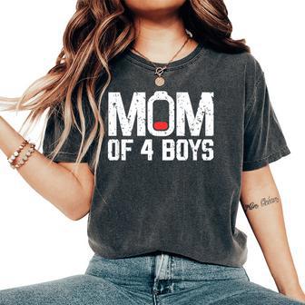 Mom Of 4 Boys Battery Low Mama Of 4 Boys Mother's Day 2024 Women's Oversized Comfort T-Shirt - Thegiftio UK