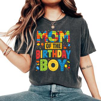 Mom Of The Birthday Boy Building Block Birthday Party Women's Oversized Comfort T-Shirt - Thegiftio UK