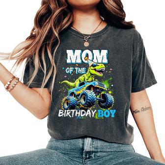 Mom Of The Birthday Boy Monster Truck Dinosaur Party T Rex Women's Oversized Comfort T-Shirt - Thegiftio UK