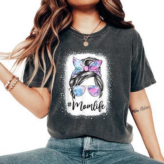 Mom Life Messy Hair Bun Tie Dye Mother's Day Women's Oversized Comfort T-Shirt - Thegiftio UK