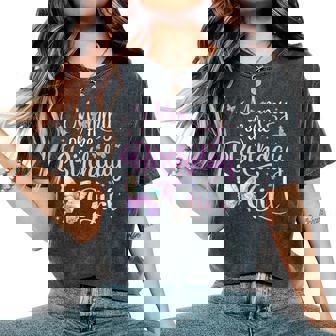 Mommy Of The Birthday Girl Butterfly Party Family Matching Women's Oversized Comfort T-Shirt - Thegiftio