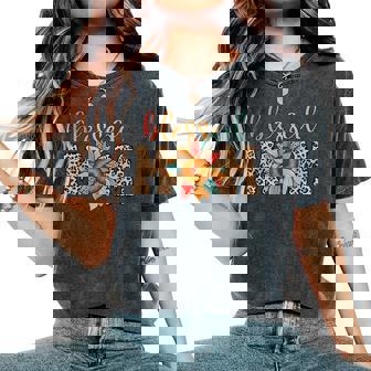 Blessed Mom Leopard Print Sunflower Mama Women's Oversized Comfort T-Shirt | Mazezy