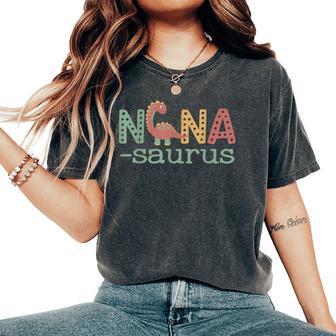Nanasaurus T Rex Dinosaur Nana Saurus Family Matching Retro Women's Oversized Comfort T-Shirt - Thegiftio UK