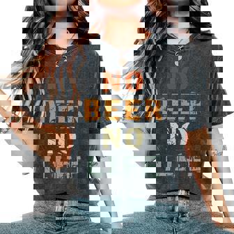 No Beer No Life Lover ファン ヴィンテージスタイル ラガー 生ビール レディースオーバーサイズコンフォートTシャツ - Kawaiitshirt