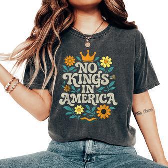 No King In American Retro Floral 70S Democracy Women Women's Oversized Comfort T-Shirt - Thegiftio UK