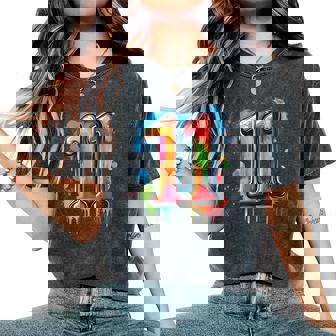 Number 11 11Th Birthday Eleven Year Old Boys Girls Graffiti Women's Oversized Comfort T-Shirt - Thegiftio