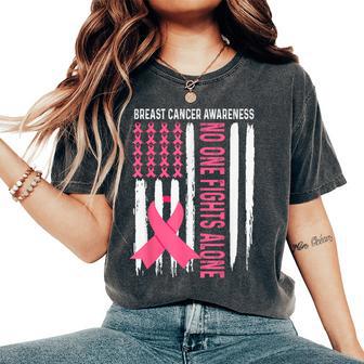 In October We Wear Pink American Flag Ribbon Support Women Women's Oversized Comfort T-Shirt - Thegiftio UK