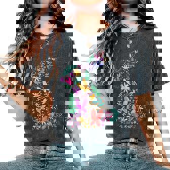 Oeufs De Lapin De Pâques Pour La Chasse Fleurs Pour T-shirt oversize confortable pour femme - Cadeauxyz