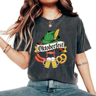 Oktoberfest Beer Pretzel Sausage Bavarian Hat Women Women's Oversized Comfort T-Shirt - Thegiftio UK