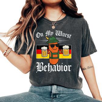 Oktoberfest On My Wurst Behavior German Women Women's Oversized Comfort T-Shirt - Thegiftio UK